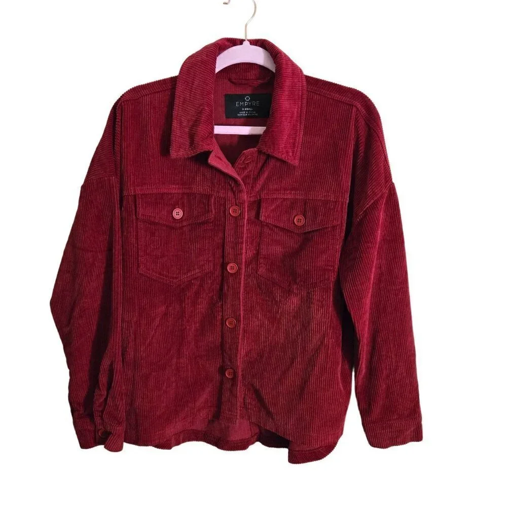 Empyre Aria Wine Corduroy Shirt Jacket Shacket Size XS